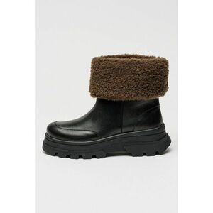 Ghete de piele cu anou pe spate si detalii de blana shearling sintetica Foster - Negru imagine