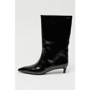Cize mid-calf de piele cu toc kitten - Negru imagine