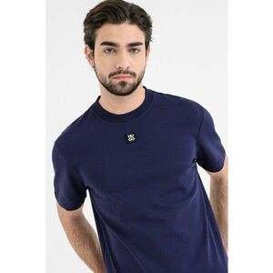 Tricou de bumbac cu decolteu la baza gatului Dalile - Albastru indigo imagine