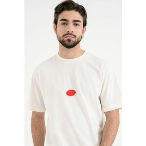 Tricou de bumbac cu logo stampila - Alb imagine