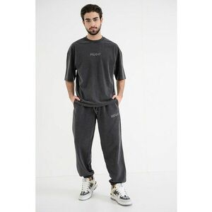 Tricou cu logo brodat Delw - Gri inchis imagine