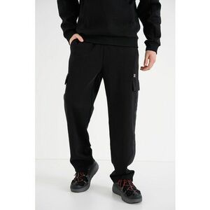Pantaloni cargo de trening drepti cu snur - Negru imagine