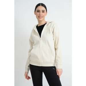 Hanorac relaxed-fit cu captuseala calduroasa si fermoar Essentials Tape - Crem imagine