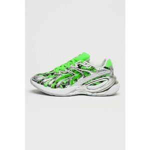 Pantofi sport wedge Inverse RIPNDIP cu strat exterior din piele - Verde electric/Argintiu imagine