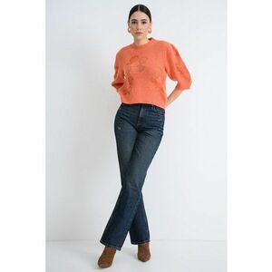 Pulover din amestec de lana cu maneci 3/4 - Portocaliu mandarina imagine
