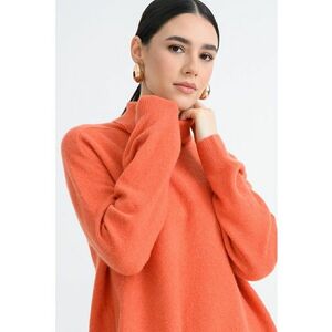 Pulover lejer uni cu guler inalt - Portocaliu mandarina imagine