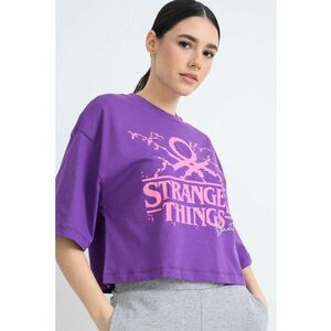 Tricou lejer de bumbac cu imprimeu text - Ametist imagine