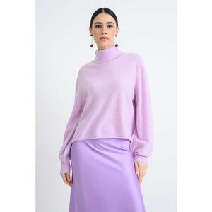 Pulover lejer uni cu guler inalt - Lila imagine