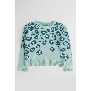 Pulover tricotat cu animal print - Verde deschis imagine