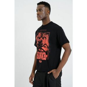 Tricou lejer cu imprimeu text frontal - Negru/Coral imagine