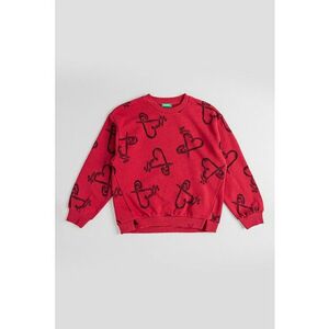 Bluza asimetrica de trening cu imprimeu grafic - Negru/Rosu imagine