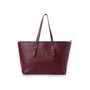 Geanta shopper din piele ecologică cu logo metalic - Visiniu - 25 x 42 x 15 cm imagine