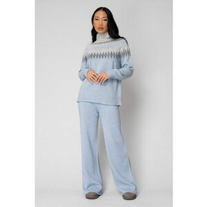 Set Pulover cu guler inalt si Pantalon lung mix de lana si casmir Sky Blue/Grey 19479 - Gri/Albastru deschis imagine