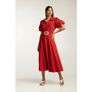 Rochie midi din bumbac tip camasa cu maneci scurte Oman imagine