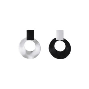 Cercei alb-negru - rotunzi - cu clips - Samanta C2 - imagine