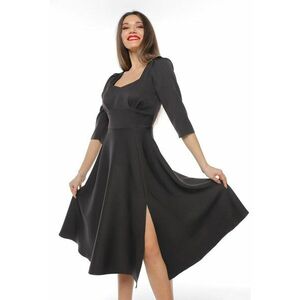 Rochie midi cu slit lateral - Negru imagine