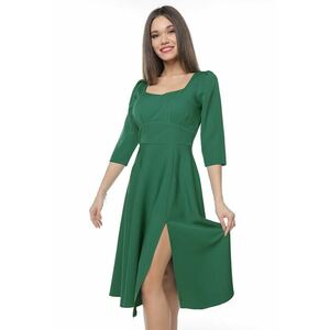 Rochie midi cu slit lateral - Verde imagine