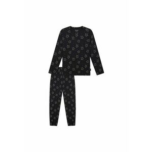 Pijama cu pantaloni lungi si imprimeu stele - Negru imagine