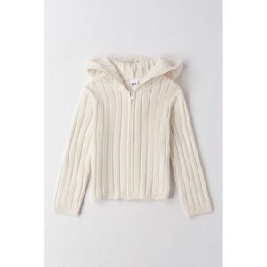 Cardigan slim fit cu gluga - Crem imagine