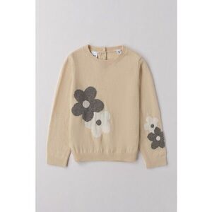 Pulover din amestec de lana cu model floral - Bej deschis imagine