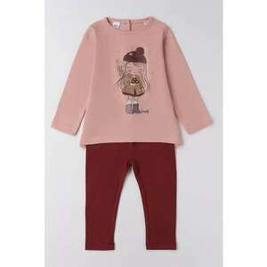 Set de bluza si pantaloni - Visiniu/Roz prafuit imagine