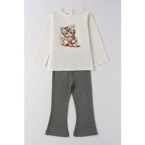 Set de bluza si pantaloni - Gri/Crem imagine