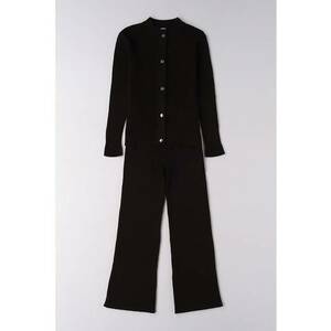 Set de bluza cu nasturi si pantaloni - 2 piese - Negru imagine