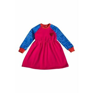 Rochie cu croiala A si maneci contrastante - Fucsia/Albastru imagine