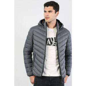 Geaca slim fit cu gluga si aspect matlasat - Bleumarin imagine