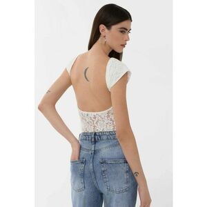 Top dama - cu spate deschis - dantela - alb - jerseu imagine