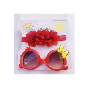 Set bentita si ochelari de soare Model AL 17446 Little Daisy - Fete - Rosu - Rosu imagine