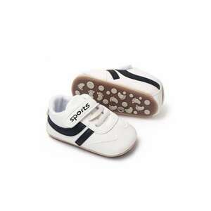 Pantofi sport Model AL 19198 cu dungi Pentru bebelusi - Piele ecologica - Baieti - Alb - Alb imagine