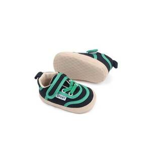 Pantofi sport Model AL 16210 cu insertii verzi - pentru bebelusi - Textil - Negru - Negru imagine