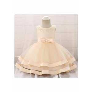 Rochie De Ocazie - Cu Perlute - Uni - Fara maneca - Ivoire - Ivoire imagine