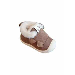 Pantofi Imblaniti - Model Snow - Piele intoarsa - Velcro - Maro imagine