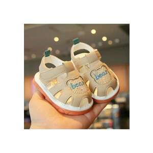 Sandale Cu Piuitoare - Model Bear - Piele Ecologica - Velcro - Baieti - Crem - Crem imagine