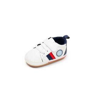 Pantofi Sport Model Tommy - Piele ecologica - Baieti - Siret - Velcro - Rosu/Alb/Multicolor/Bleumarin imagine