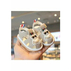 Sandale Cu Piuitoare - Model Cool Bear - Piele Ecologica - Velcro - Baieti - Crem - Crem imagine