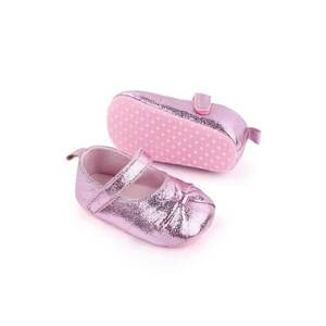 Pantofi Metalic - Cu Fundita - Casual - Textil - Fete - Velcro - Roz - Roz imagine