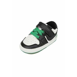 Pantofi Sport Model Smart - Piele ecologica - Baieti - Siret - Velcro - Alb/Verde/Negru imagine