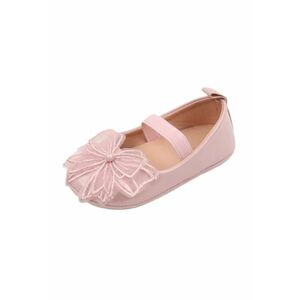 Pantofi Cu Fundita Dantelata - Elegant - Piele lacuita - Fete - Fara inchidere - Roz prafuit imagine