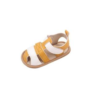 Sandale Model Austin - Uni - Casual - Piele ecologica - Baieti - Alb/Galben mustar imagine