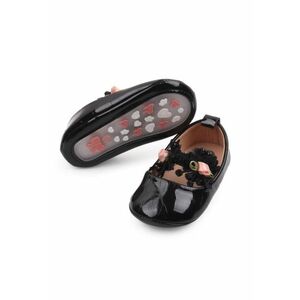 Pantofi Model AL 13783 cu trandafirasi roz - Piele lacuita - Fete - Negru imagine