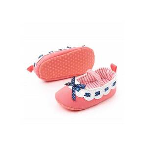 Pantofi Model AL 15060 cu volanas alb pentru bebelusi - Textil - Roz somon - Roz somon imagine