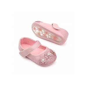 Pantofi Model AL 15442 cu sclipici si floricele - Piele ecologica - Roz - Roz imagine