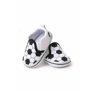 Pantofi tip mocasini Model AL 16418 Football - pentru bebelusi - Textil - Alb cu negru - Alb/Negru imagine