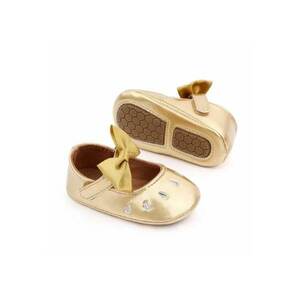 Pantofi Din Lac - Cu Puncte Argintii - Elegant - Piele ecologica - Fete - Velcro - Auriu - Auriu imagine