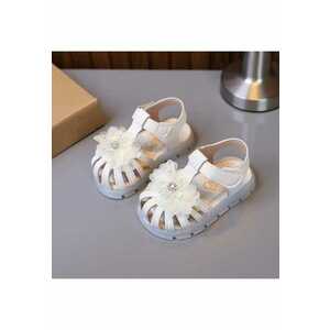 Sandale AL Elegante - Model flori 3D - Piele ecologica - Fete - Ivoire - Ivoire imagine