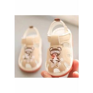 Sandale Model Ursulet Cu Led - Piele Ecologica - Baieti - Ivoire imagine