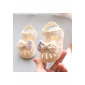 Sandale Model AL cu fundita 3D si floricele aplicate - Piele ecologica - Fete - Ivoire imagine